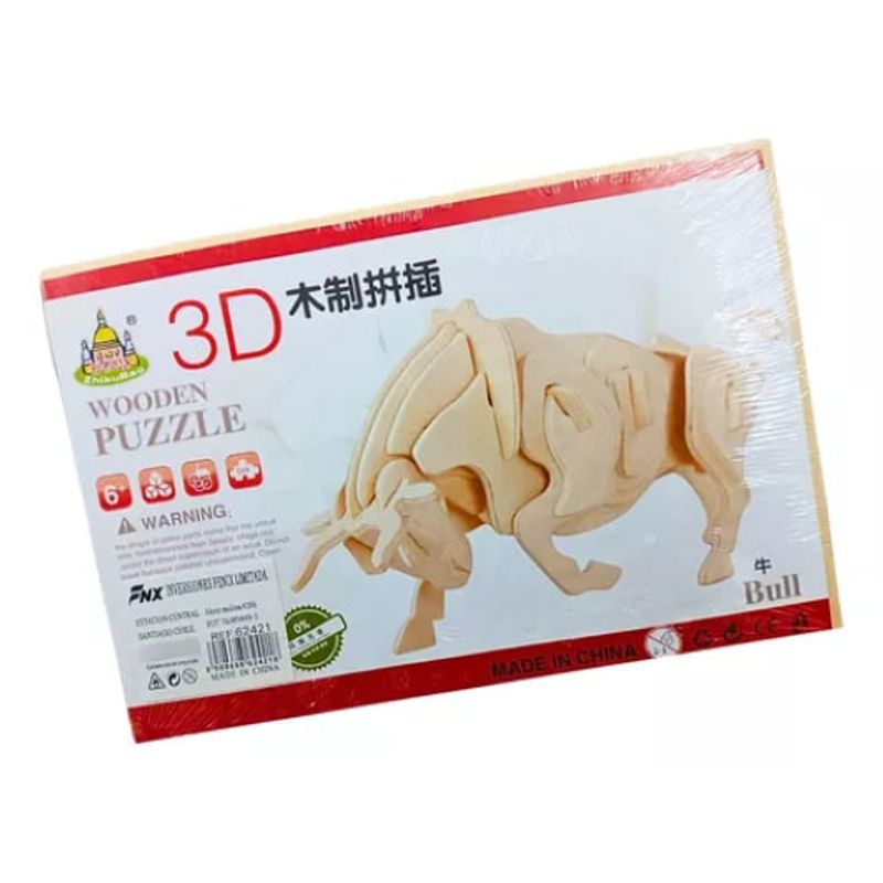 GENERICO - Rompecabezas 3D De Madera Forma De Toro Armable