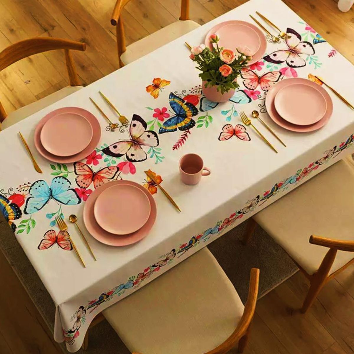 GENERICO - Mantel Rectangular Antimanchas 140 x 230 cm - Mundo Mariposas