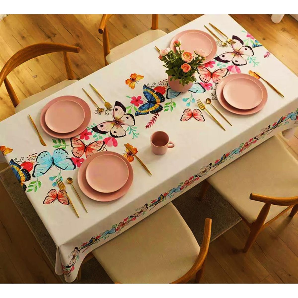 GENERICO - Mantel Rectangular Antimanchas 140 x 230 cm - Mundo Mariposas