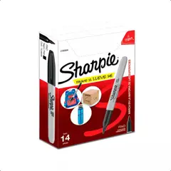 SHARPIE - Marcador Permanente Punta Fina Negro Caja X12+2
