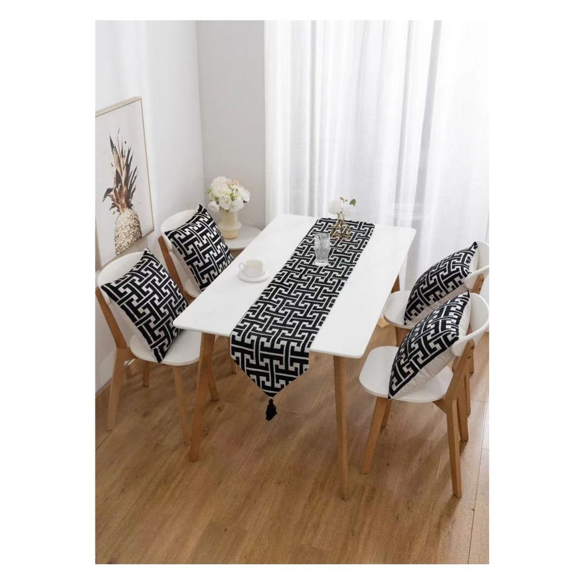 GENERICO - Camino de Mesa Chenille Elegante - Negro