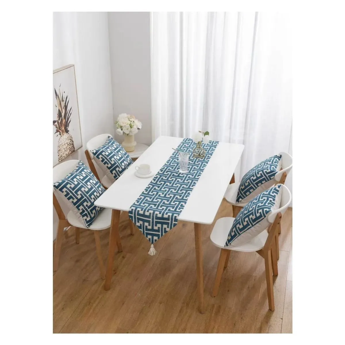 GENERICO - Camino de Mesa Chenille Elegante - Azul Petróleo