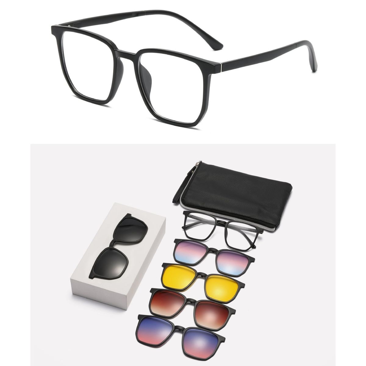 ATURE - Lentes De Sol Con 5 Clips Magnéticos Polarizados Rectangular