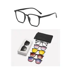GENERICO - Lentes De Sol Con 5 Clips Magnéticos Polarizados Rectangular