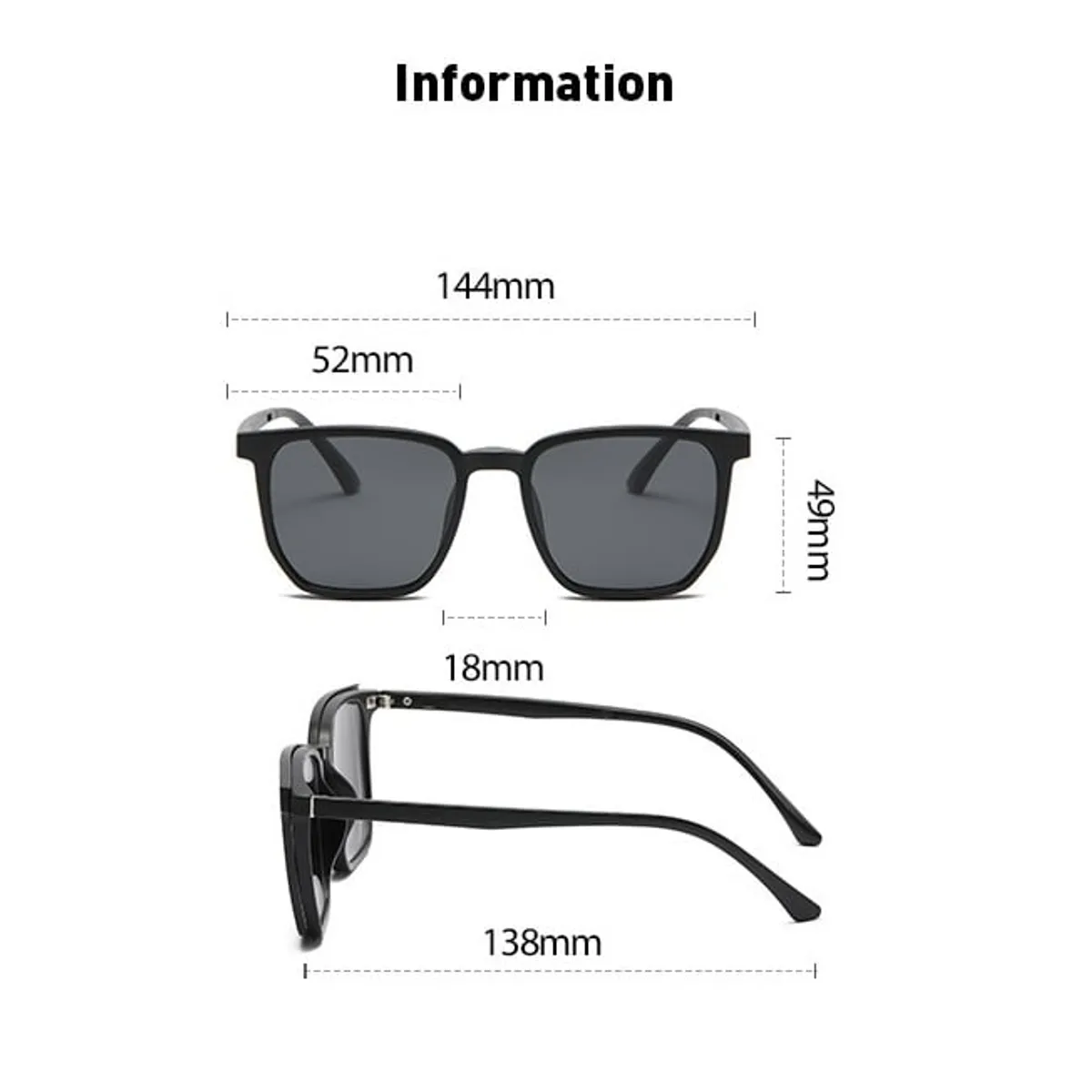 ATURE - Lentes De Sol Con 5 Clips Magnéticos Polarizados Rectangular