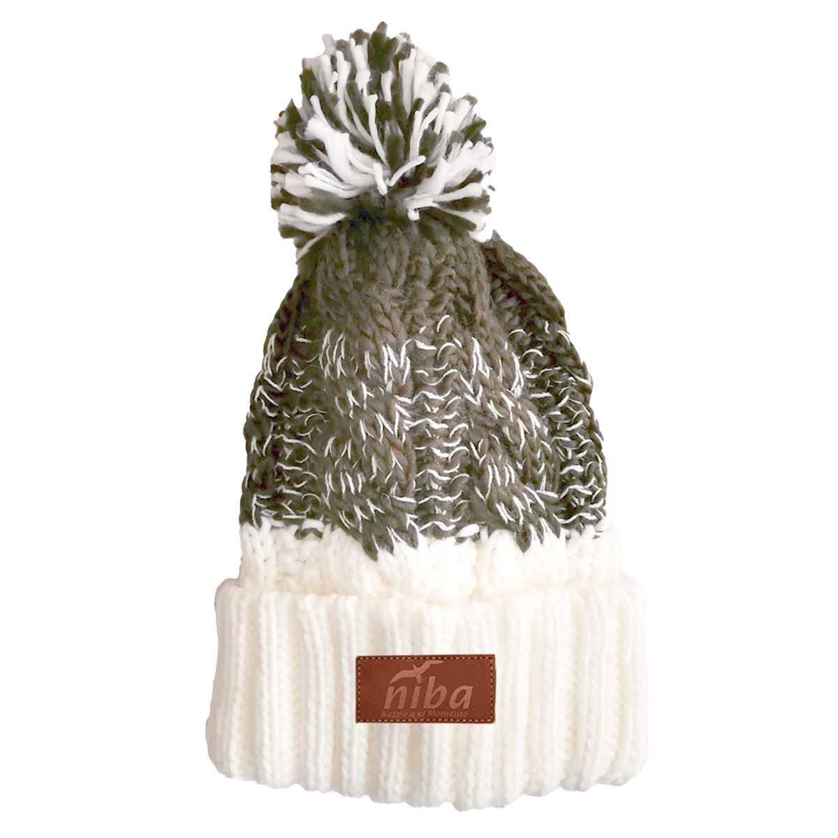 NIBA - Gorro Lana Radal Blanco Verde Niba