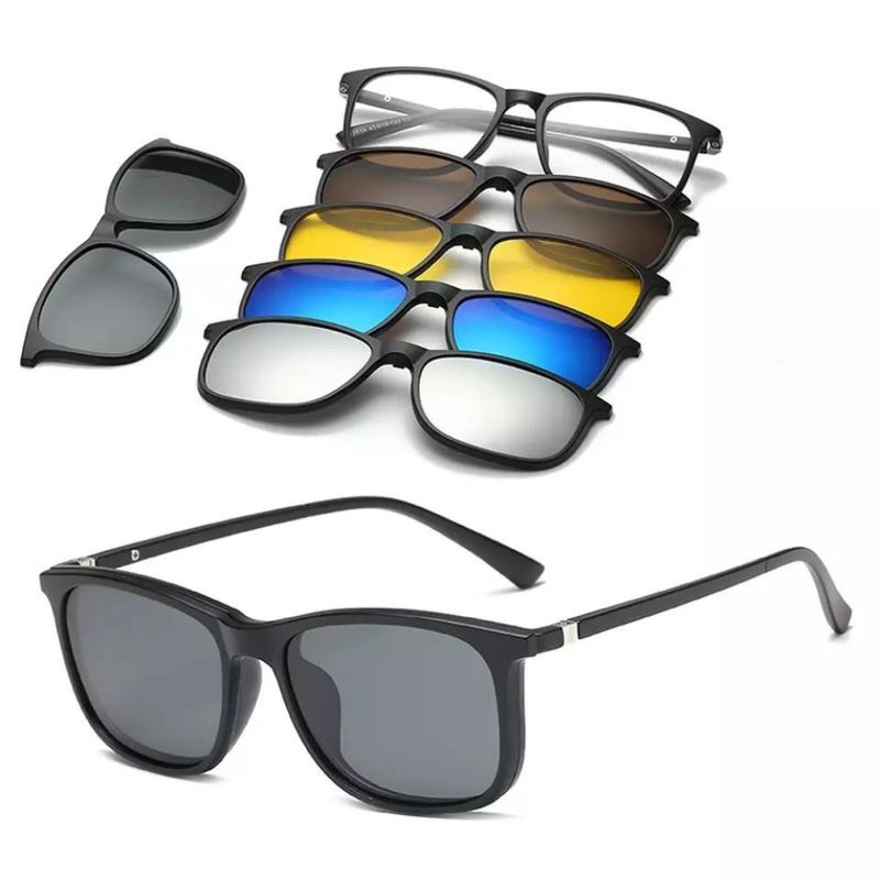 GENERICO - Lentes clip on 5 en 1 magnéticas sobrelentes gafas de sol optico