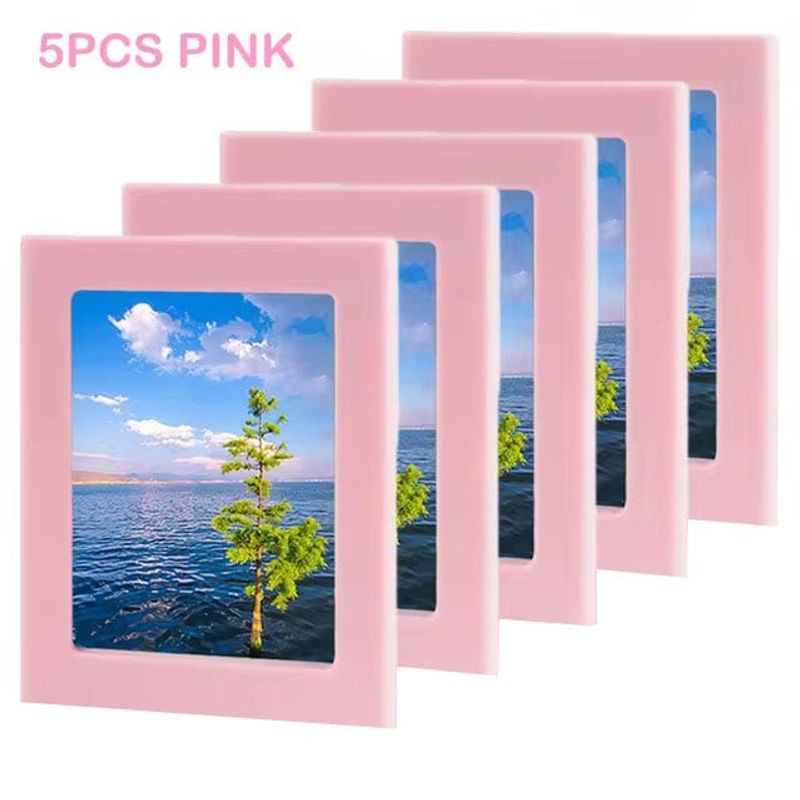 CASTLEN - Pack 5 Marcos de fotos de plástico PVC Rosa Niños