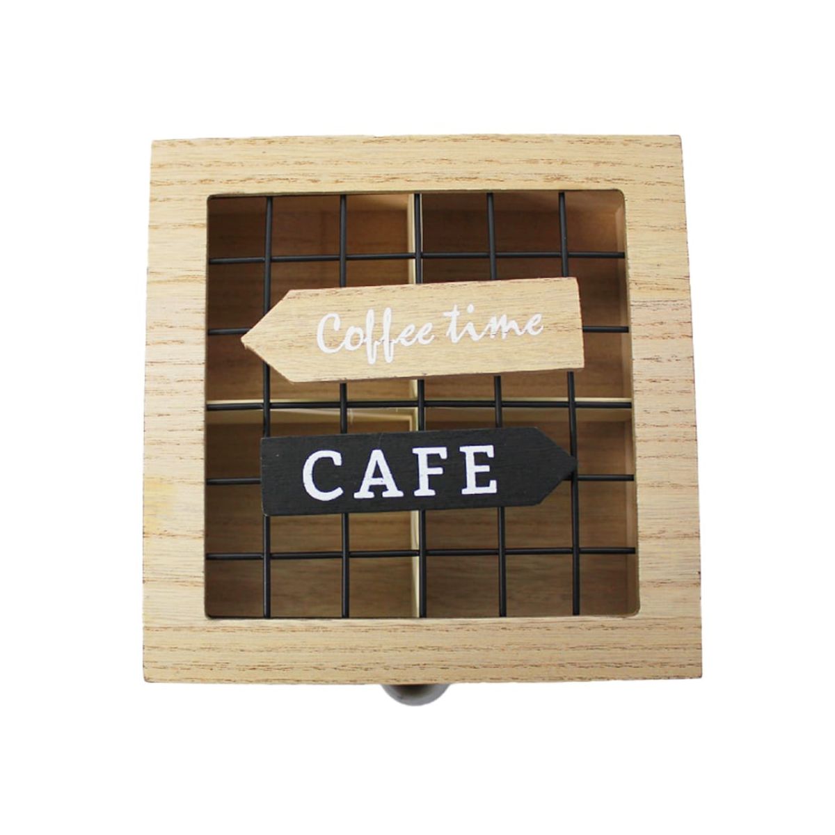 GENERICO - Caja De Te 4 Divisiones Tapa Con Diseño Decorativa Decohogar