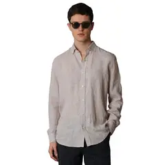EDWINAYY - Camisa Para Hombre Manga Larga Casual Unicolor De Lino