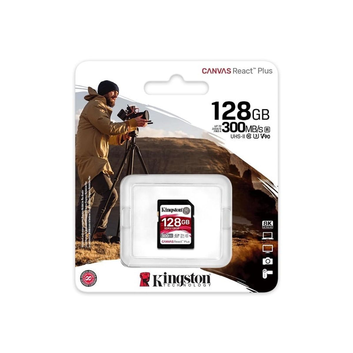 KINGSTON - Memoria SD Kingston Canvas React Plus 128Gb UHS-II 300/260MB/seg