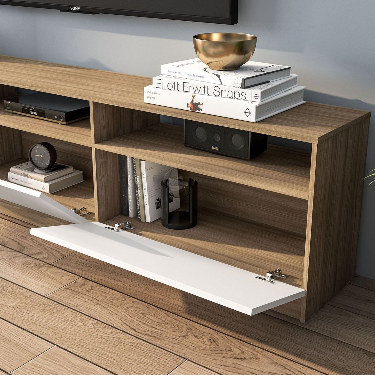 VEKKAHOME - RACK TV MOYAN LIGHT 75" 2 PUERTAS