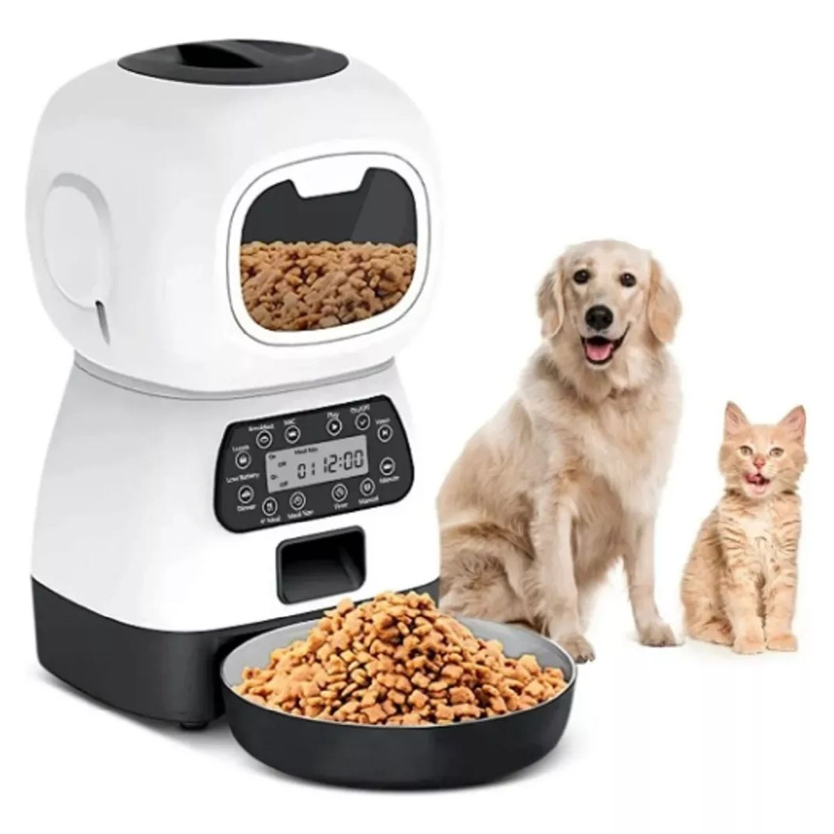 MUNDO MAGIA - Dispensador Alimento Automático Perros Gatos Mascota Voces