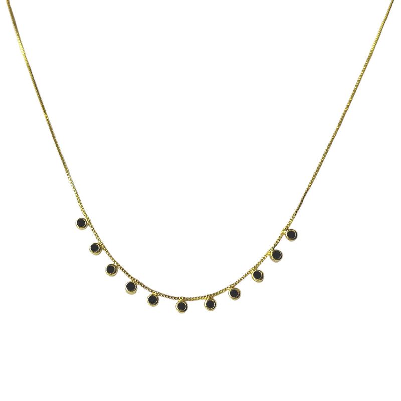 ANDREA COGGIOLA JOYAS - Collar Fran Circones Negros Cadena Veneciana Enchapado Oro 18K