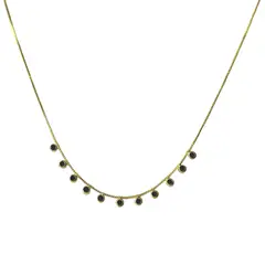 ANDREA COGGIOLA JOYAS - Collar Fran Circones Negros Cadena Veneciana Enchapado Oro 18K