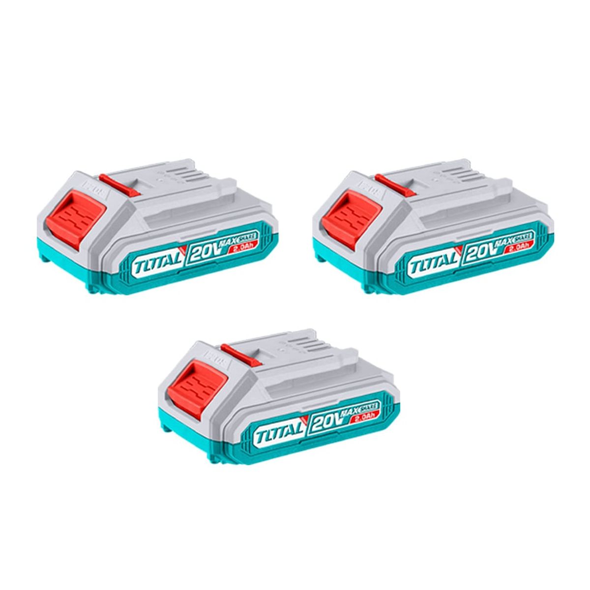 TOTAL TOOLS - Pack 3 Baterías de Litio-ion 20v 2 Amperes Industrial TOTAL