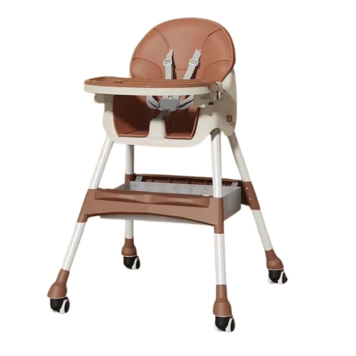 JUMP KIDS - Silla De Comer de Bebé Plegable Cinturon De Seguridad Café