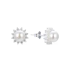 ANDREA COGGIOLA JOYAS - Aros Roseta Perla De Río Circón Plata Fina 925