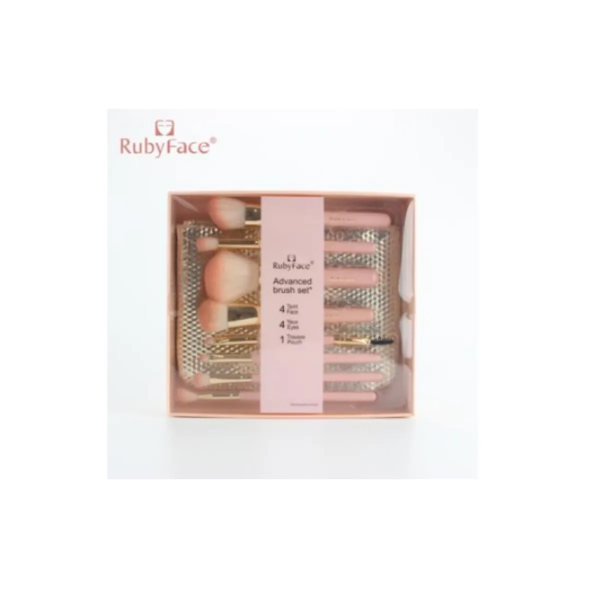 GENERICO - RubyFace® Set Brocha Maquillaje De 8 Piezas Con Cartera Dorado
