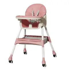 JUMP KIDS - Silla De Comer de Bebé Plegable Cinturón De Seguridad Rosa