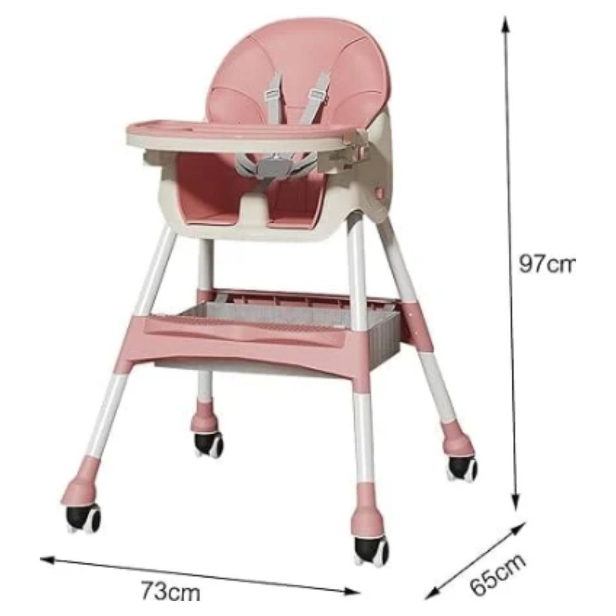 JUMP KIDS - Silla De Comer de Bebé Plegable Cinturón De Seguridad Rosa
