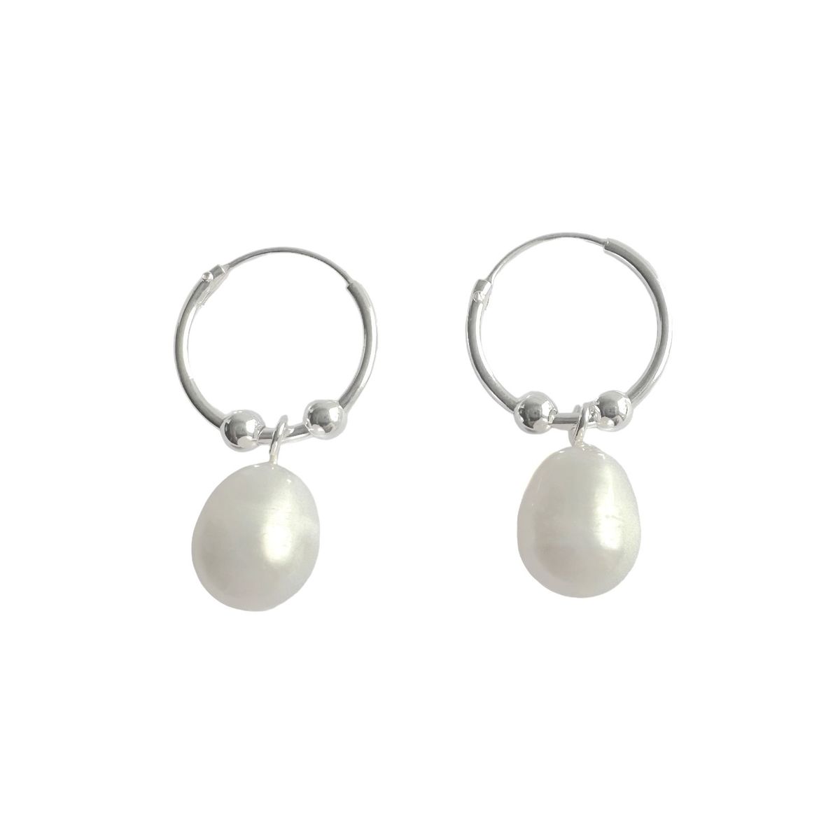 COGGIOLA - Aros Argolla Perla De Río Bolitas Plata Fina 925