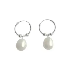ANDREA COGGIOLA JOYAS - Aros Argolla Perla De Río Bolitas Plata Fina 925
