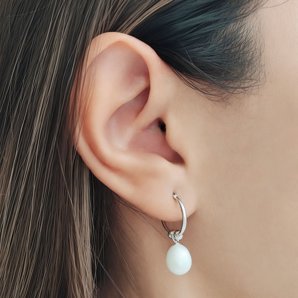 COGGIOLA - Aros Argolla Perla De Río Bolitas Plata Fina 925