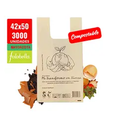 GENERICO - Bolsa Camiseta Biodegradable 42x50 Mediana - 3.000 unidades