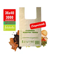 GENERICO - Bolsa Camiseta Biodegradable 36x40 - 3.000 unidades