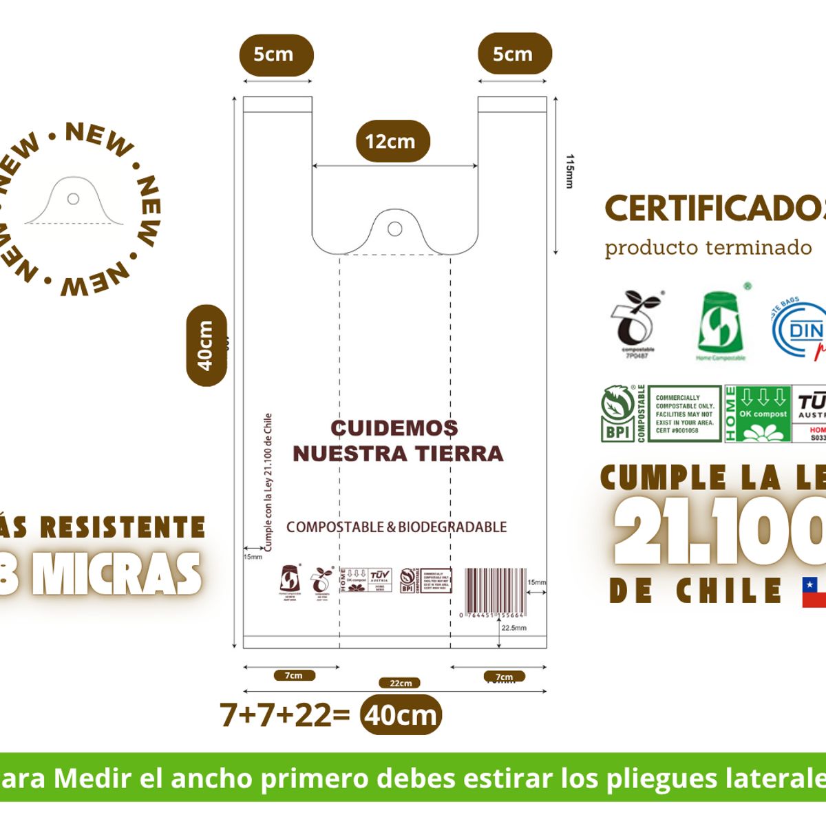 GENERICO - Bolsa Camiseta Biodegradable 36x40 - 3.000 unidades