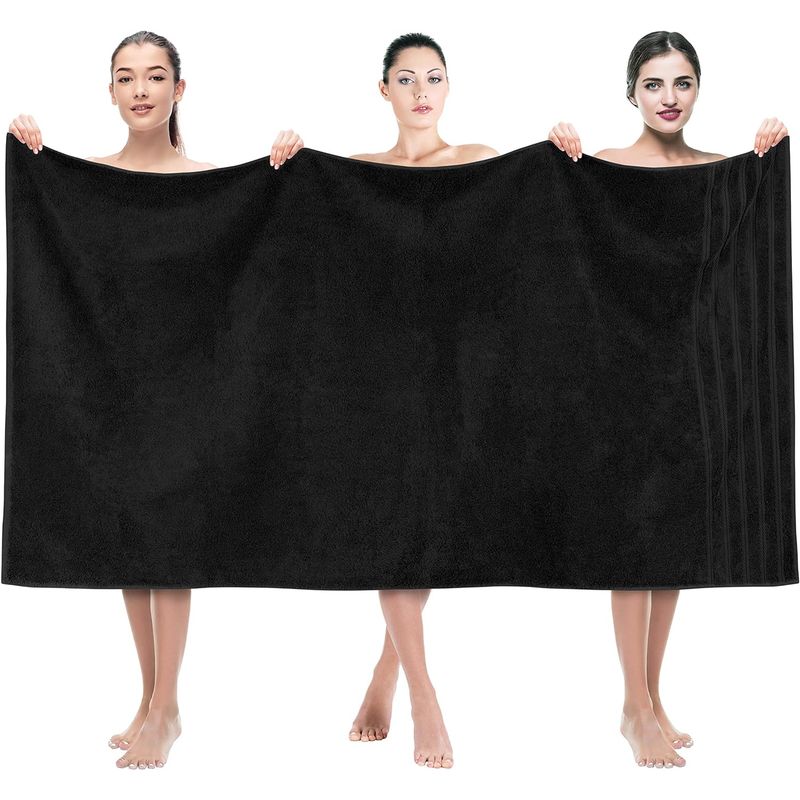 AMERICAN SOFT LINEN - Toallon de Baño 100% Algodón 88x177 cm 600 gsm Negro