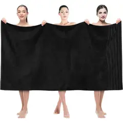 AMERICAN SOFT LINEN - Toallon de Baño 100% Algodón 88x177 cm 600 gsm Negro