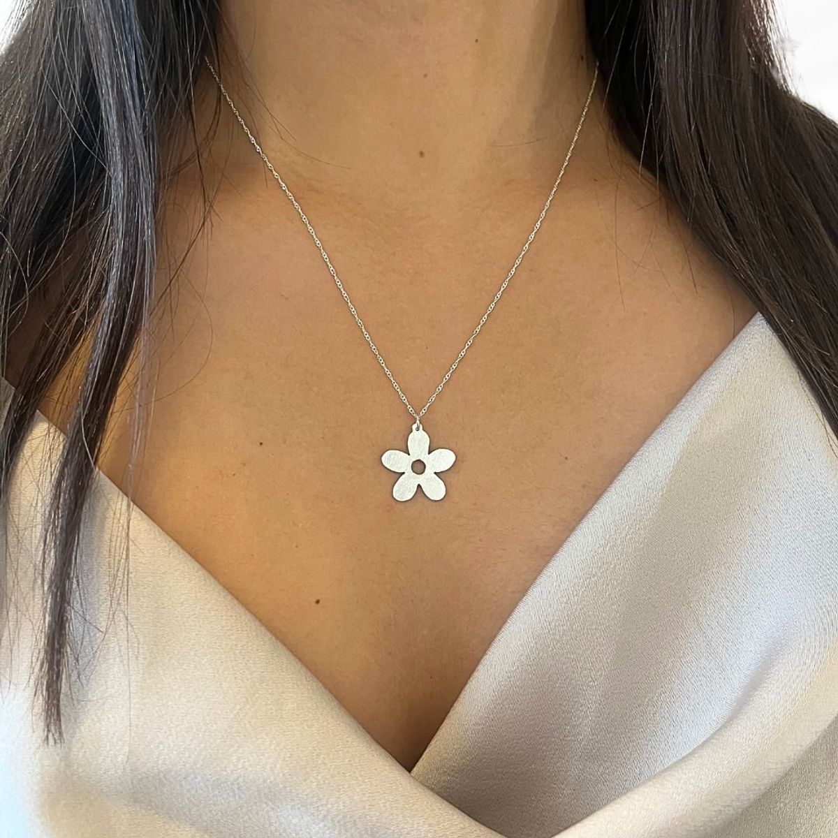 GENERICO - Cadena con Colgante Flor Plata 950