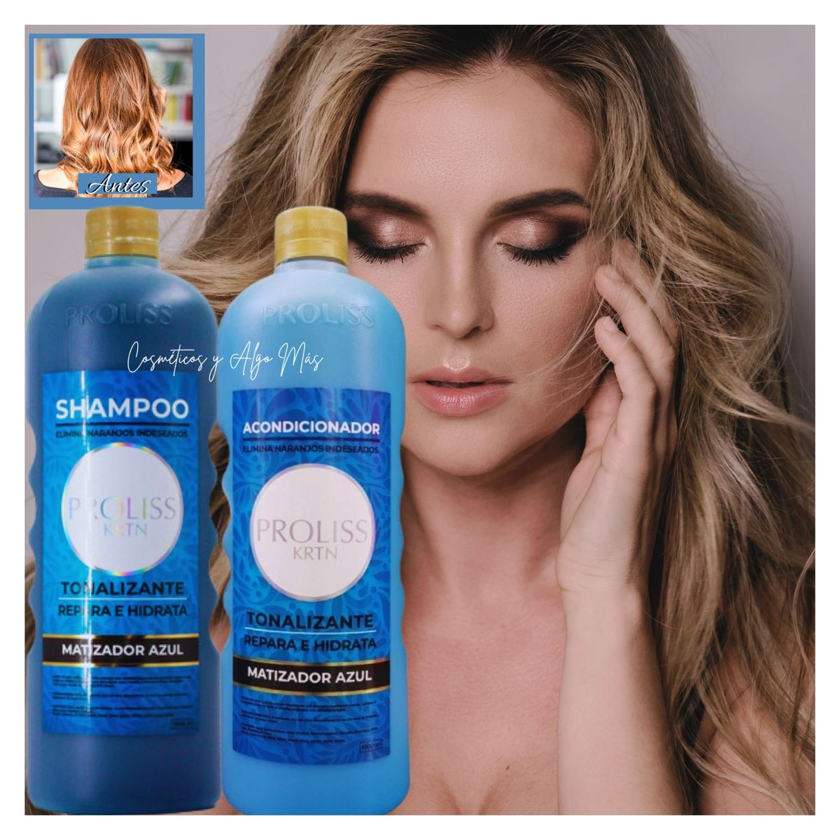 PROLISS - Kit Champu y Acondicionador Matizadoresy tonalizantes azul 1L CU