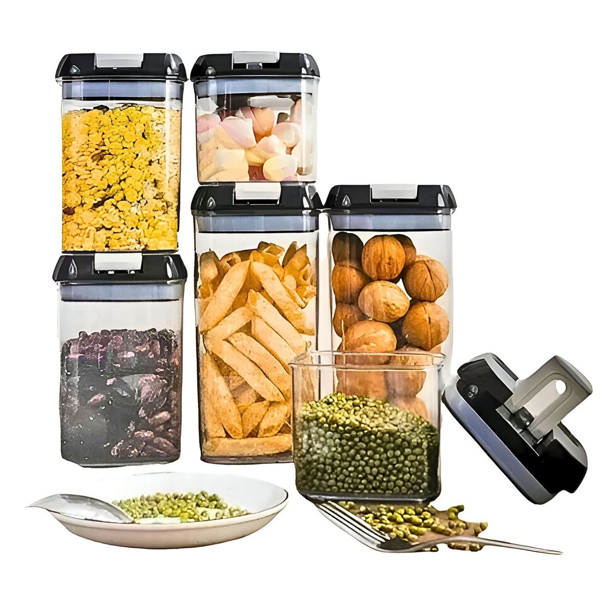 GENERICO - 7 Contenedores Alimentos Acrilicos Elegantes Cocina Despensa