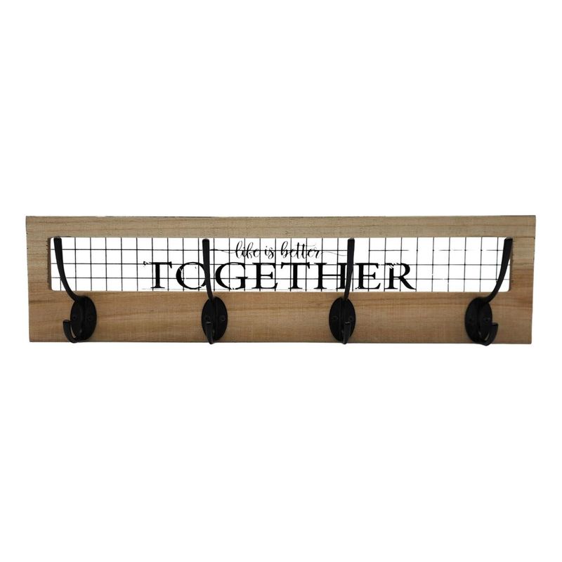 GENERICO - Perchero De Pared Con 4 Perchas Dobles Together