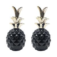 Set 2 Figuras Piñas Decorativas De Ceramica Adorno Decohogar - Negro