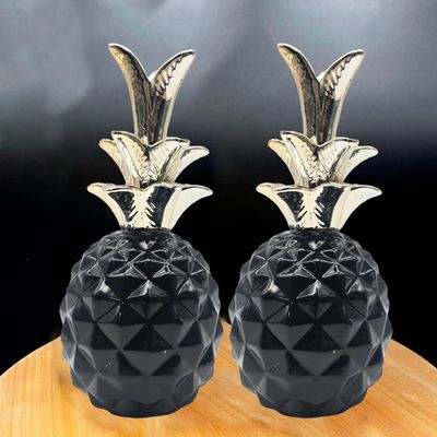 Imagen 2 del producto Set 2 Figuras Piñas Decorativas De Ceramica Adorno Decohogar - Negro