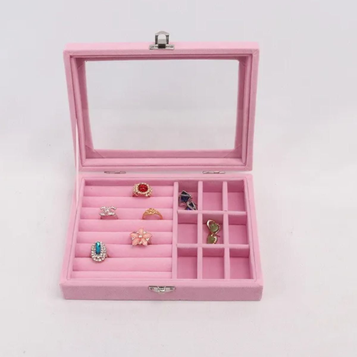 GENERICO - Elegancia en Terciopelo Rosado: El Joyero Perfecto para tus Accesorios