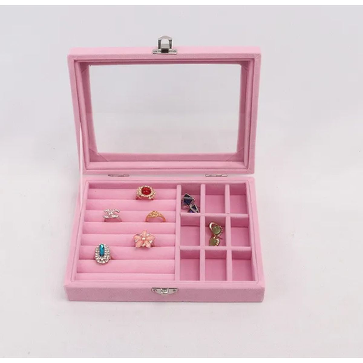 GENERICO - Elegancia en Terciopelo Rosado: El Joyero Perfecto para tus Accesorios