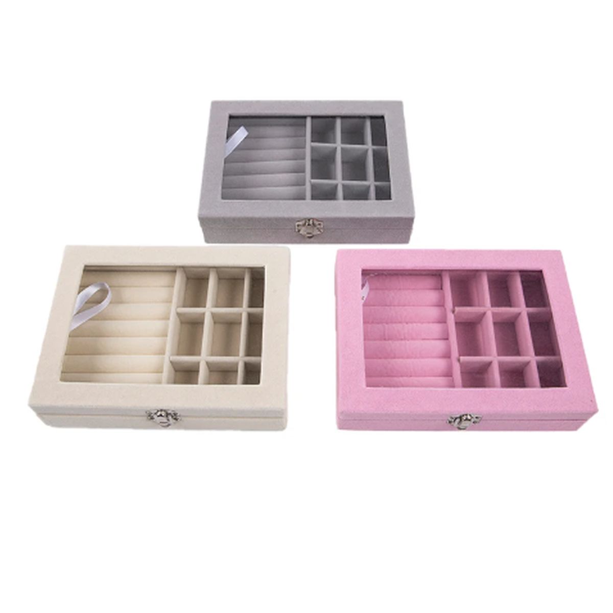 GENERICO - Elegancia en Terciopelo Rosado: El Joyero Perfecto para tus Accesorios