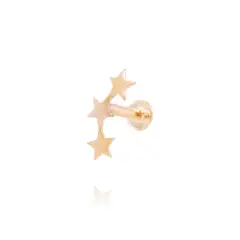 JB JOYAS BARON - Piercing de Oro de 9kt Modelo Estrella triple