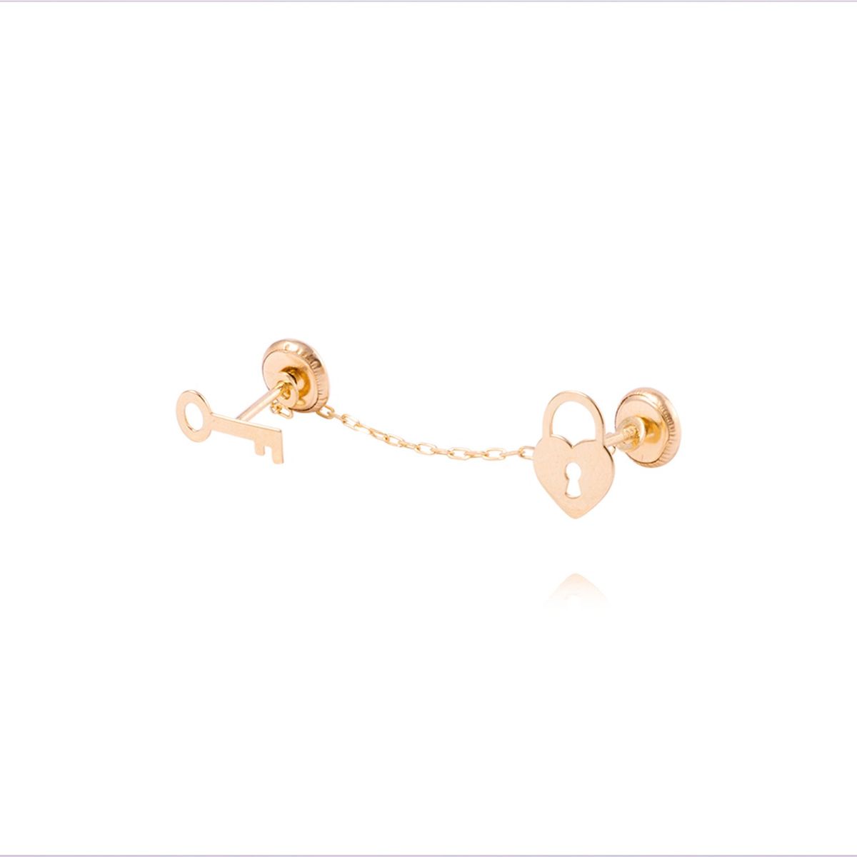 JB JOYAS BARON - Piercing de Oro de 9kt Candado de corazón y llave colgante