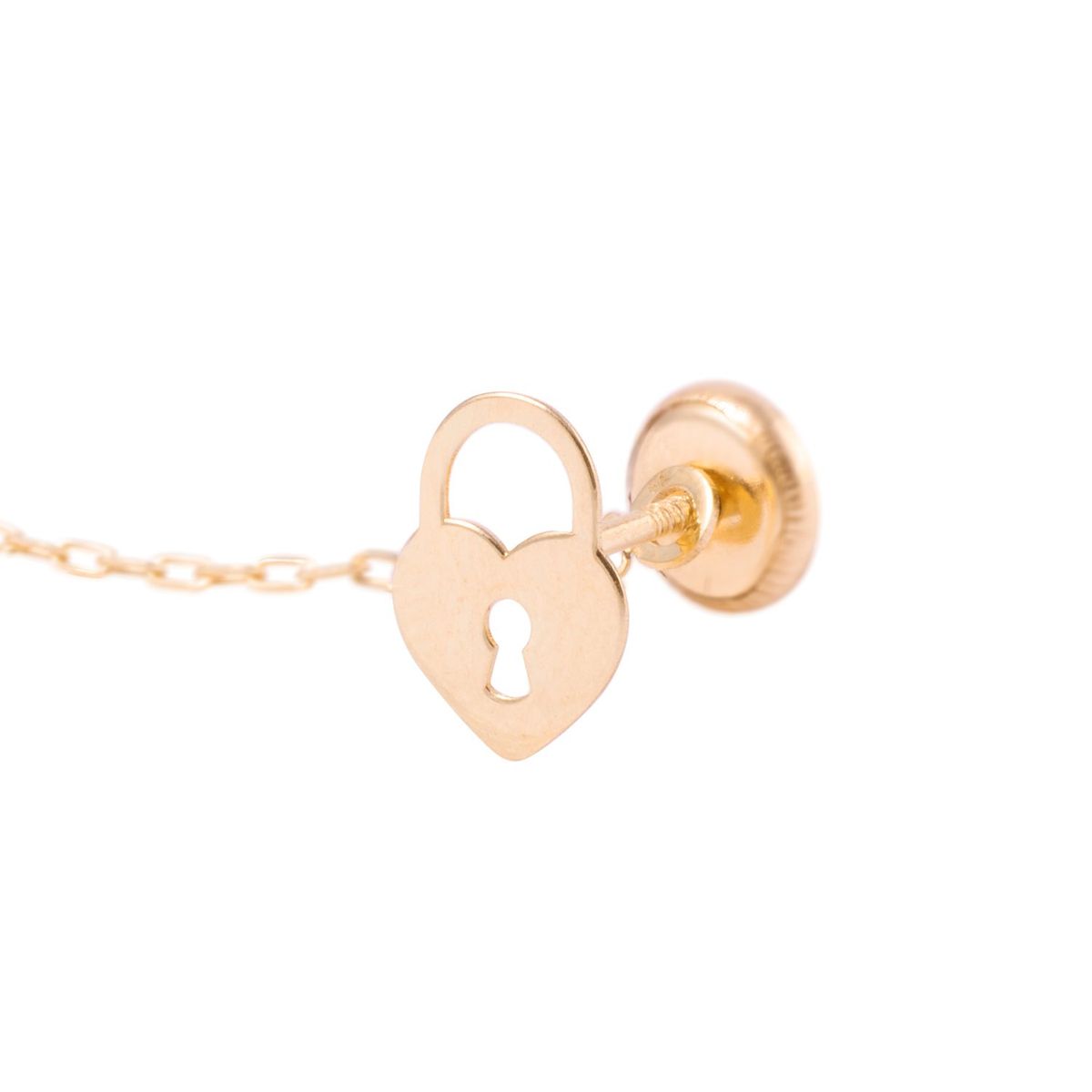 JB JOYAS BARON - Piercing de Oro de 9kt Candado de corazón y llave colgante