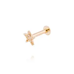 JB JOYAS BARON - Piercing de Oro de 9kt Modelo estrella con circón