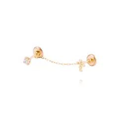 JB JOYAS BARON - Piercing de Oro de 9kt Circón y cruz con colgante