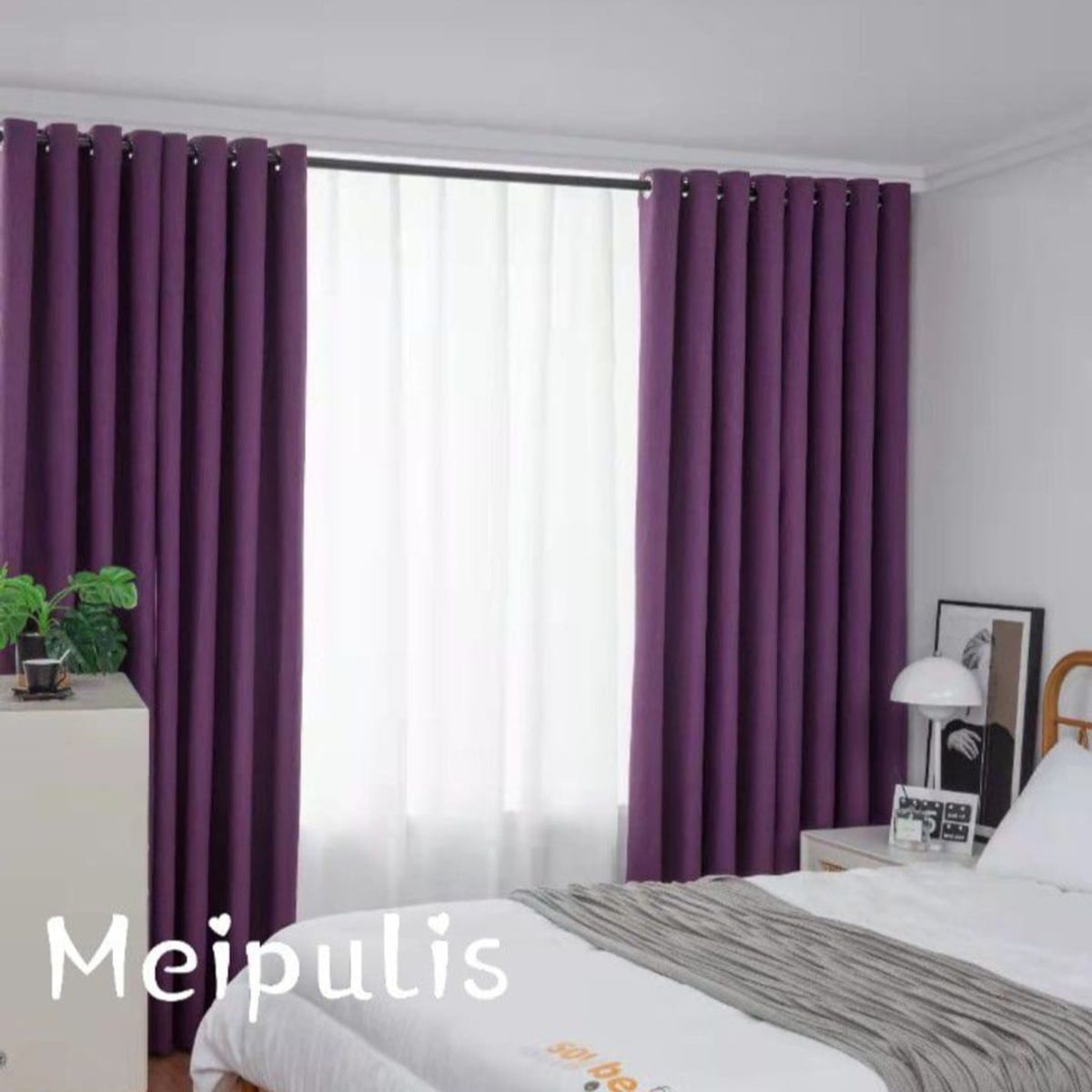 GENERICO - Set de Cortinas Blackout 2 Paños Color Morado Violeta