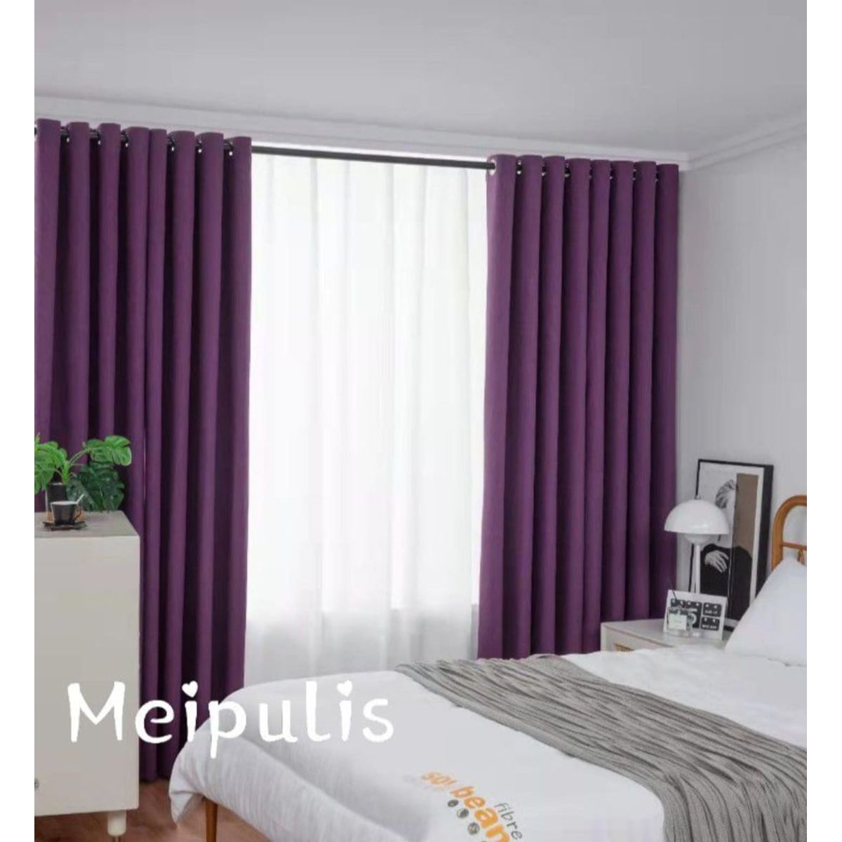 GENERICO - Set de Cortinas Blackout 2 Paños Color Morado Violeta