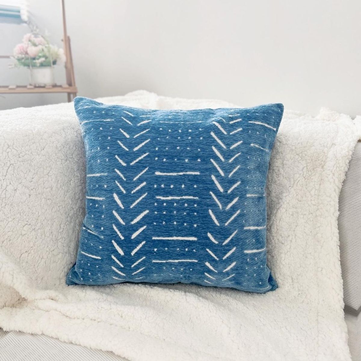 GENERICO - Funda De Cojin Modelo Chenille Geometrico Decorativa - Azul - 45